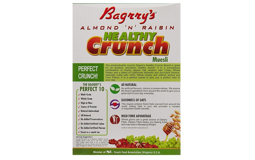 Bagrry's Almond 'N' Raisin Healthy Crunch Muesli   Box  500 grams